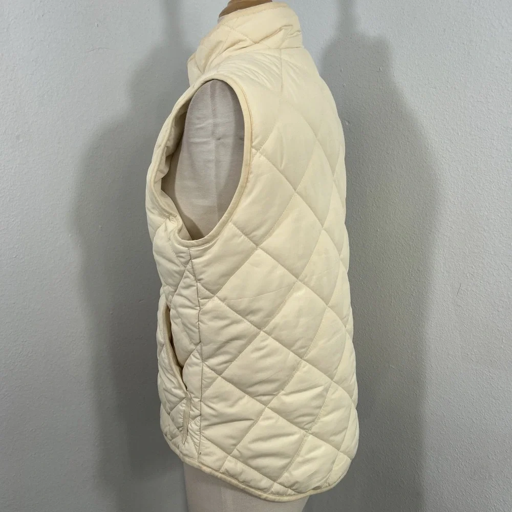 J Crew Mercantile Quilted Vest Womens M Beige Preppy Lightweight  Retrocore‎